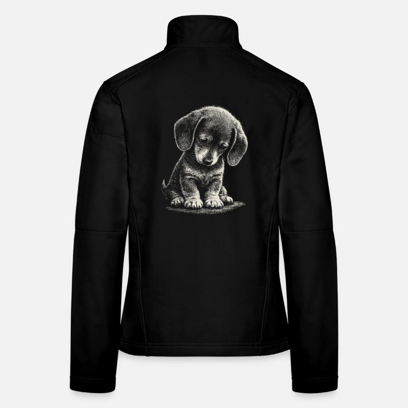 Teckel Chiot mignon, mignon, honte, art triste, triste Veste en tissu softshell Femme