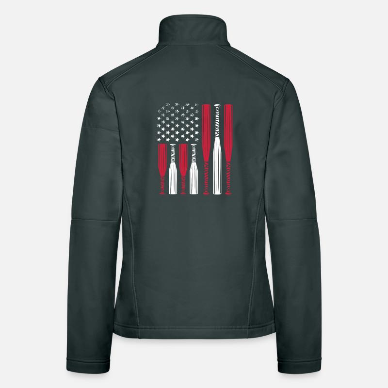 Drapeau américain fabriqué à partir de battes de baseball Veste en tissu softshell Femme