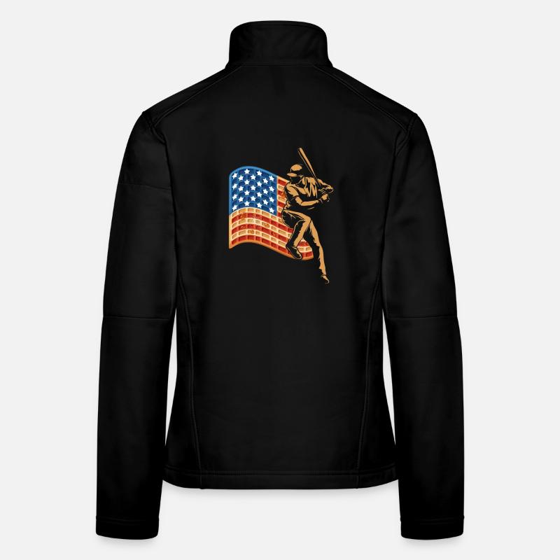 Joueur de baseball Waffle USA Drapeau Veste en tissu softshell Femme