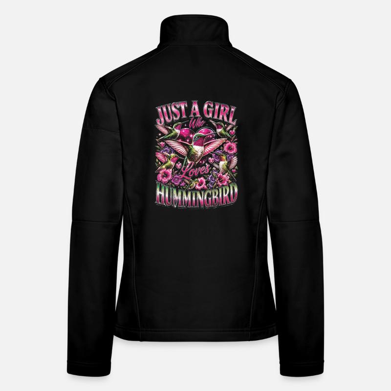 Fille qui aime le colibri à gorge rubis Veste en tissu softshell Femme