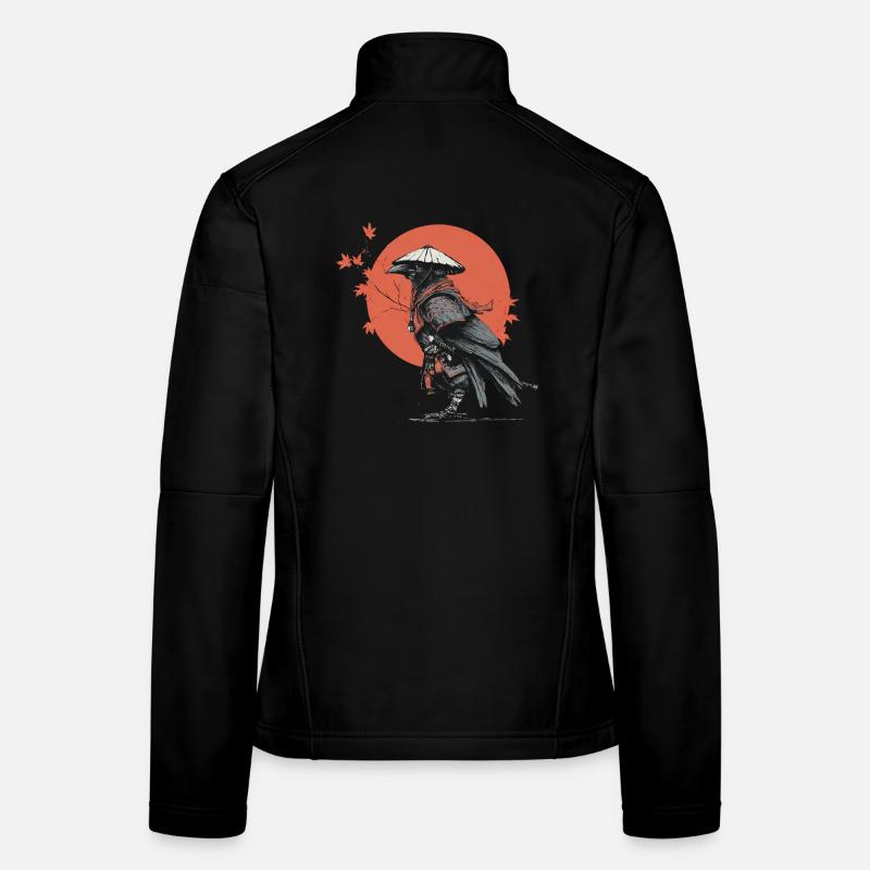 Samurai Crow in Red Moon - Women's Softshell Jacket - black