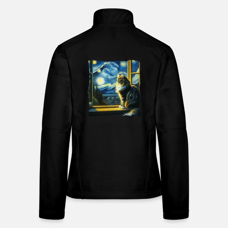Maine Coon Starry Night Frauen Softshelljacke