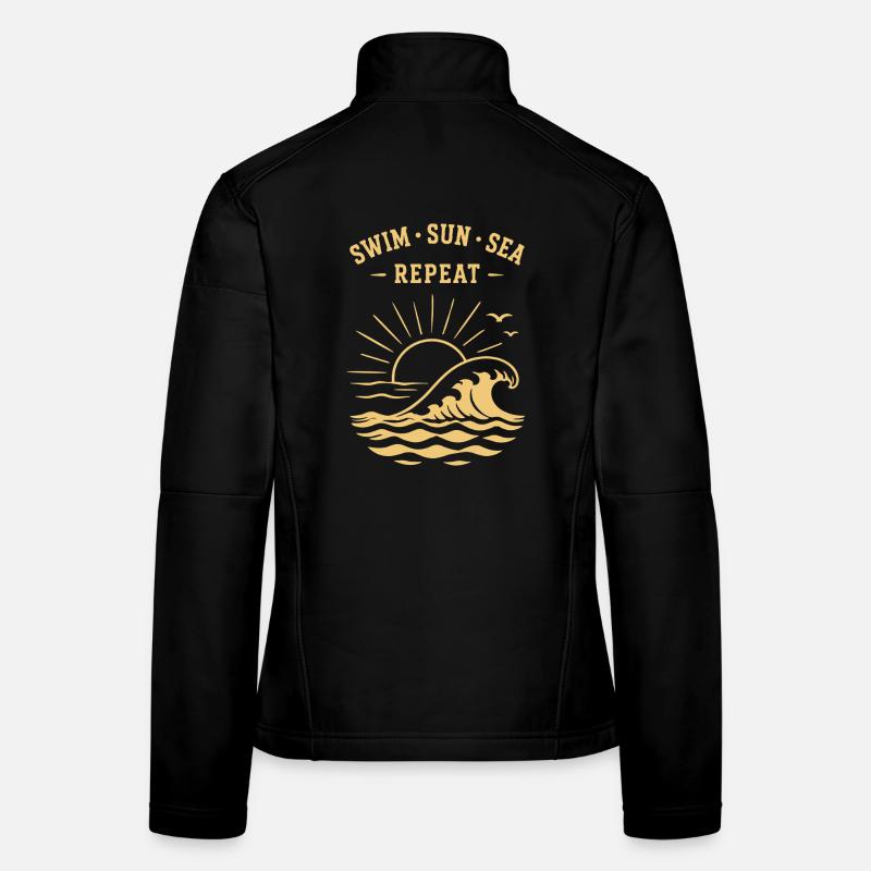 Nager Soleil Mer Répéter Vagues d’été Océan Veste en tissu softshell Femme