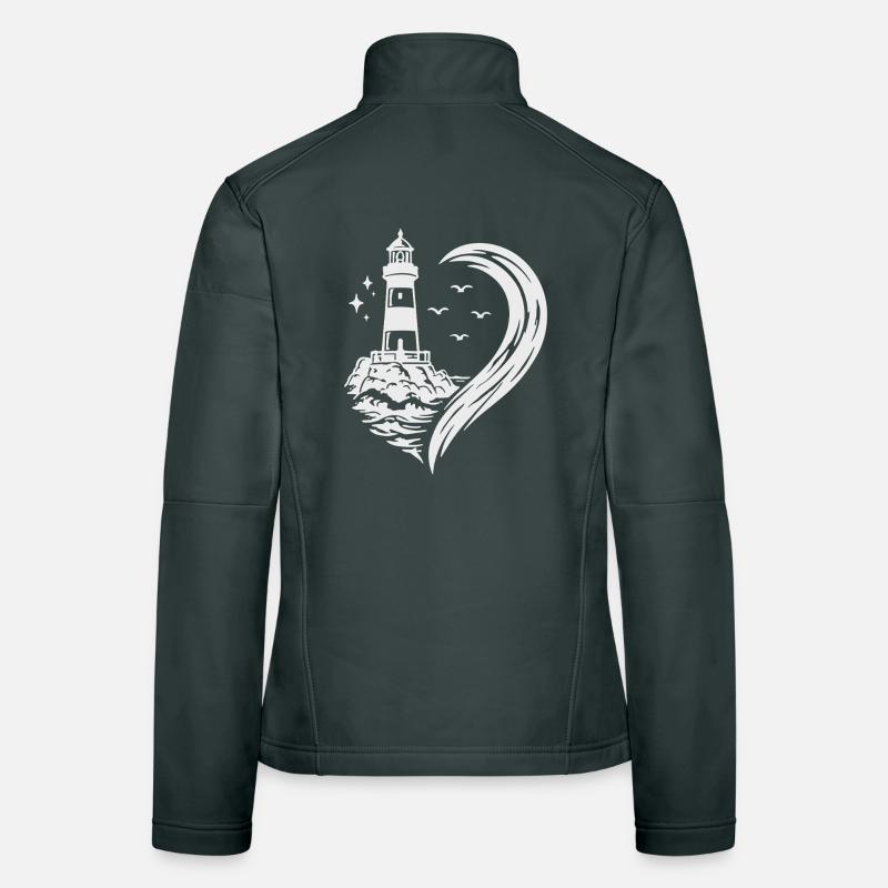 Herz Leuchtturm Meer Maritim Küste Urlaub Frauen Softshelljacke
