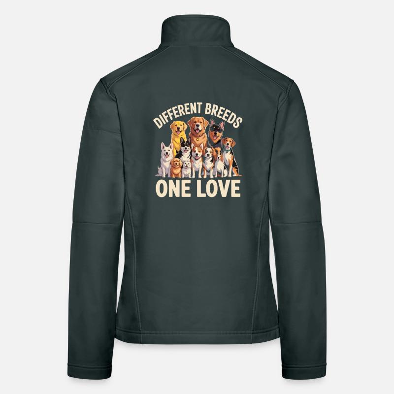 Races différentes : Un aime les chiens Veste en tissu softshell Femme