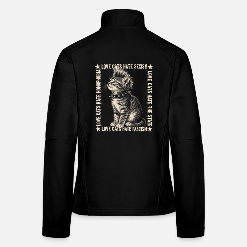 Punk Cat Love Cats Haut Statement Veste en tissu softshell Femme