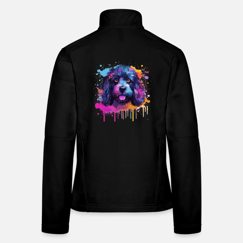 Pudel Splash Art Dog Bunt Frauen Softshelljacke