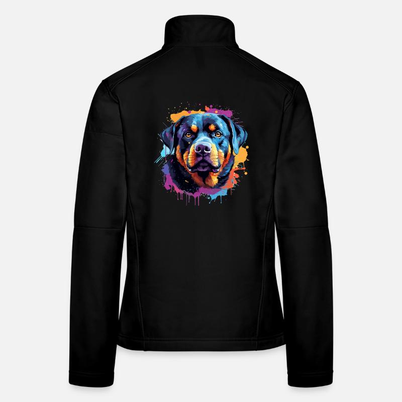 Portrait coloré du Rottweiler Splash Veste en tissu softshell Femme