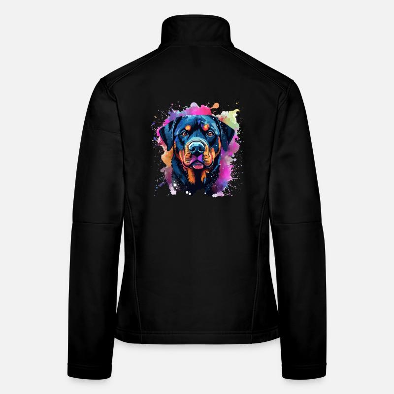 Éclaboussure vibrante de portrait de Rottie Veste en tissu softshell Femme