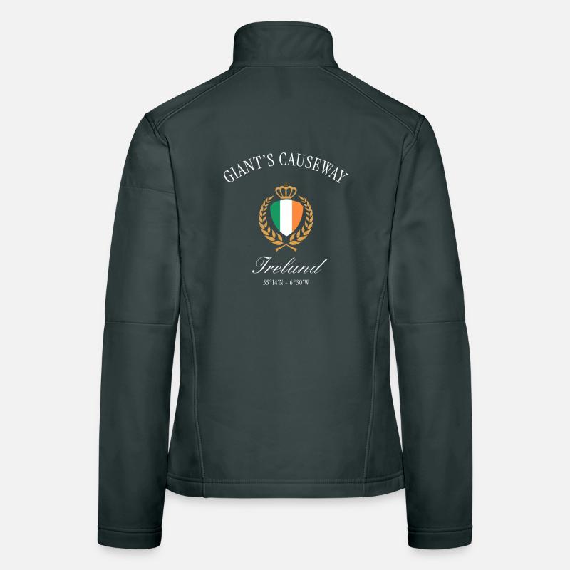 Armoiries d’Irlande de la Chaussée du Géant – Souvenir de voyage Veste en tissu softshell Femme