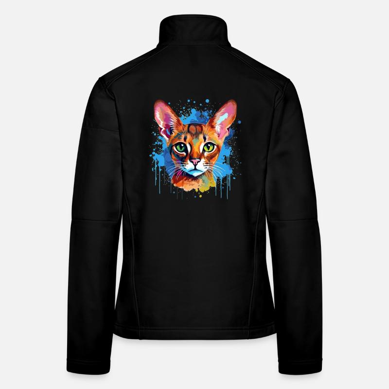 Abyssinian Cat  Splash Art Colorful Graphic Women's Softshell Jacket