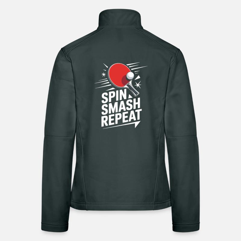Chemise de ping-pong avec raquette – Spin Smash Repeat Veste en tissu softshell Femme