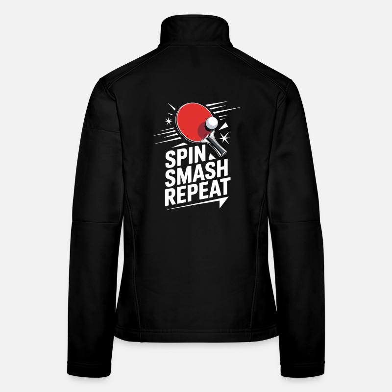 Ping Pong Shirt mit Schläger – Spin Smash Repeat Frauen Softshelljacke