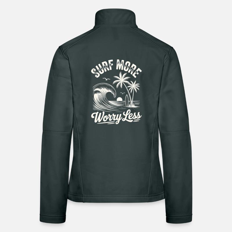 Surfez plus, inquiétez-vous, moins de vagues de vacances d’été Veste en tissu softshell Femme