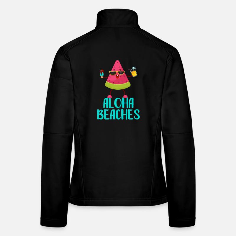 Vacances fraîches de pastèques à Aloha Beaches Été Veste en tissu softshell Femme