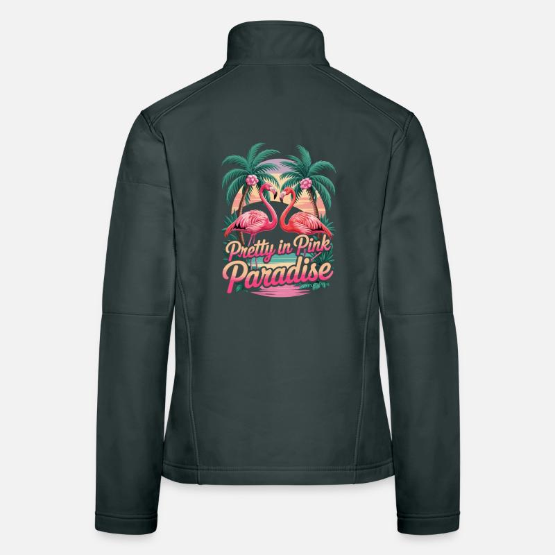 Flamingo Shirt with Palm Trees – Pink Paradise Women's Softshell Jacket