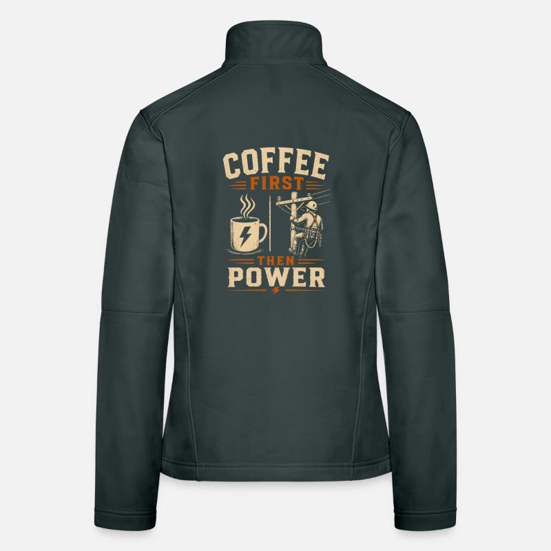 Power Line Coffee Electrician Technology Women's Softshell Jacket