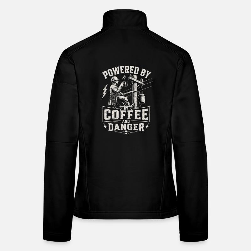 Installateur de lignes électriques à travers le café et le danger Veste en tissu softshell Femme