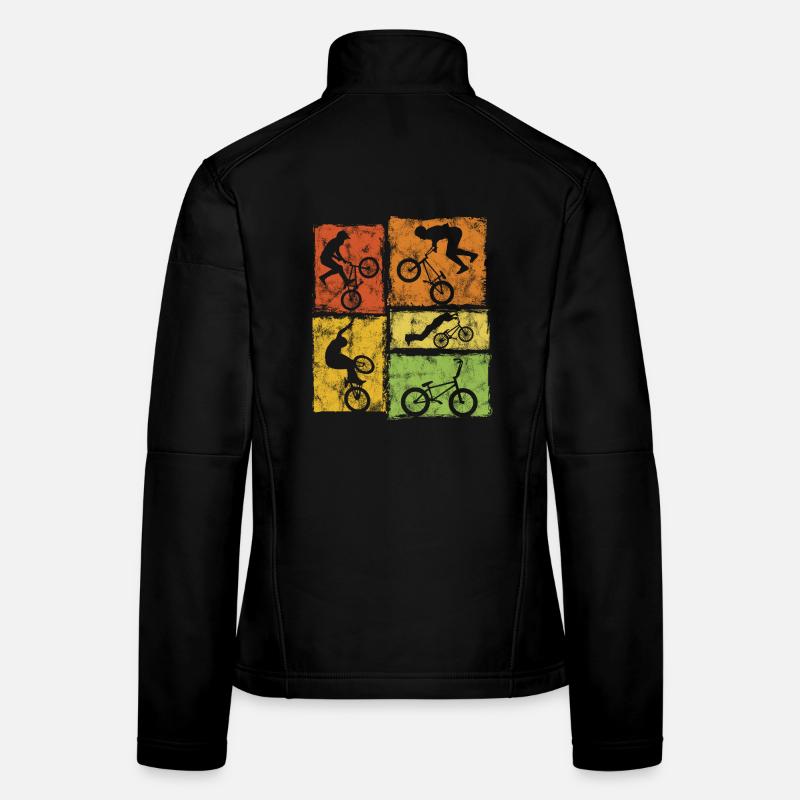 BMX Biker Graphic - Retro Style Stunts Women's Softshell Jacket