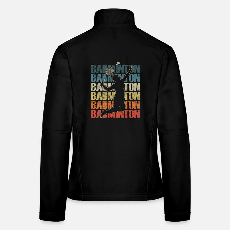 Badminton Player Smash in Retro Style Women's Softshell Jacket