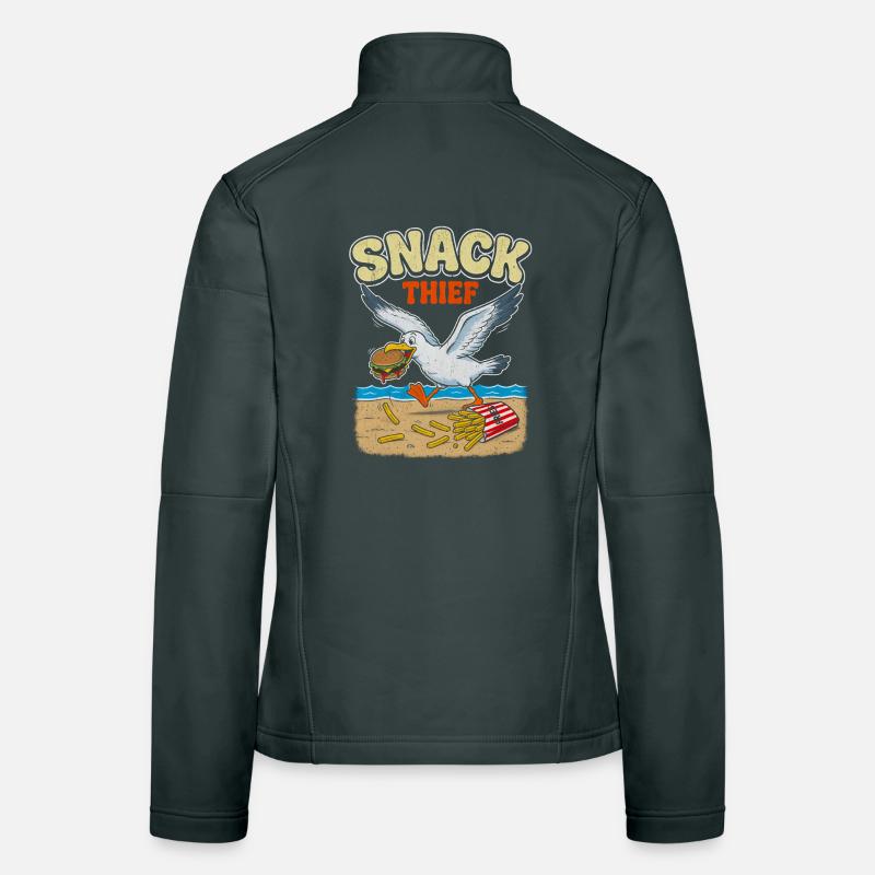 Retro Snack Thief Seagull Ocean Beach Frauen Softshelljacke