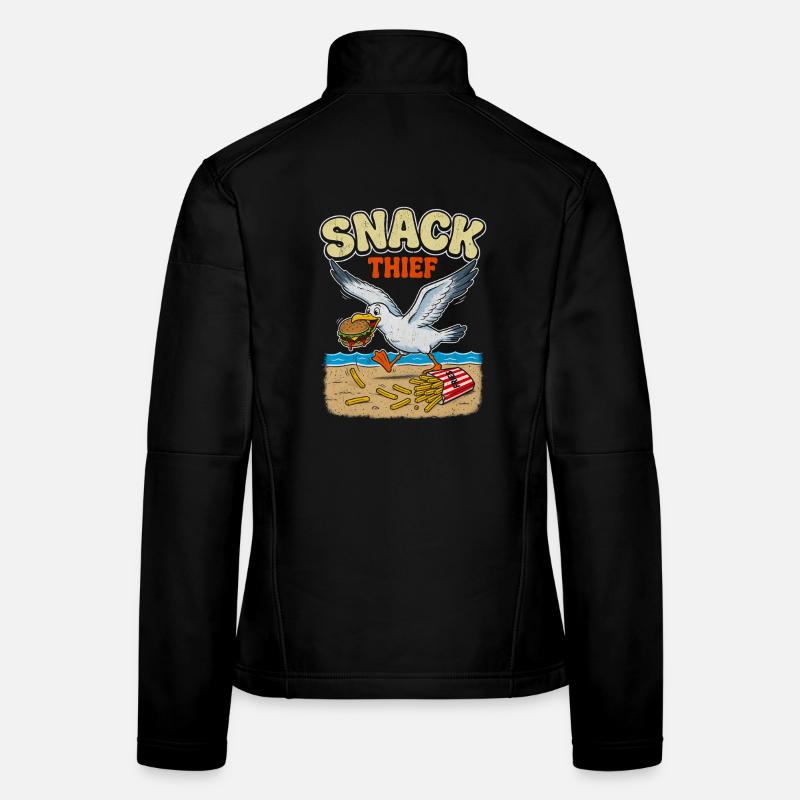 Retro Snack Thief Seagull Ocean Beach Women's Softshell Jacket