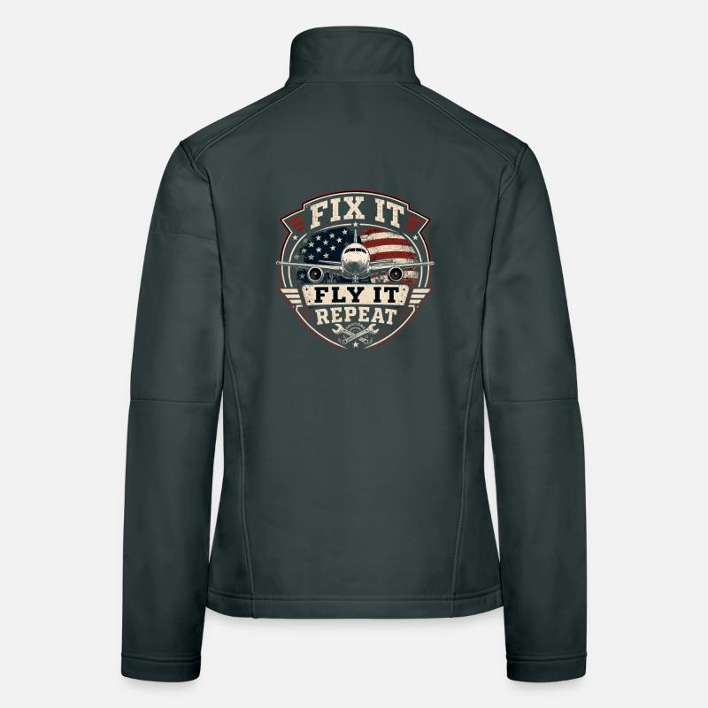 Flugzeugtechnik Wartung Luftfahrt Beruf Frauen Softshelljacke