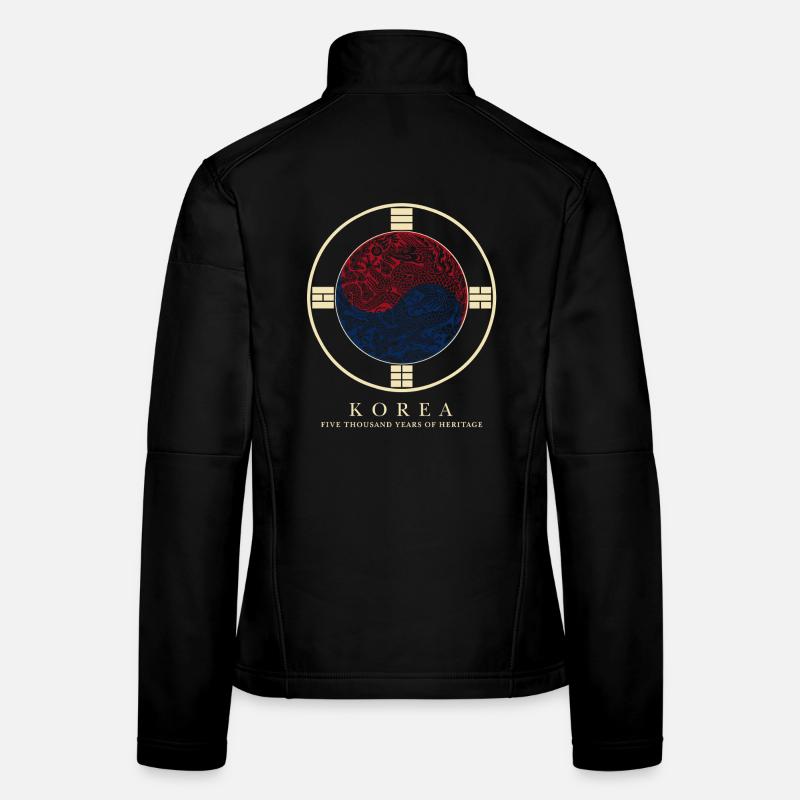 Korea Dragon Taegeuk Emblem - Women's Softshell Jacket - black