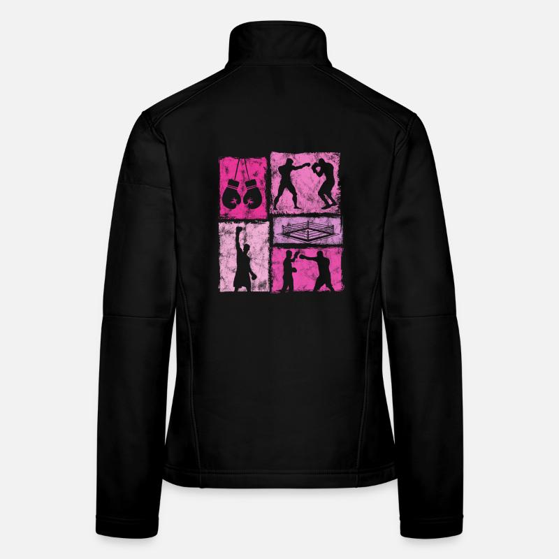 Graphique de boxe vintage pour boxeurs Veste en tissu softshell Femme