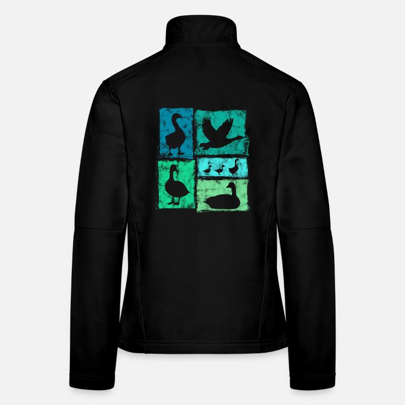 Perspectives d’oies Graphique rétro de ferme Veste en tissu softshell Femme