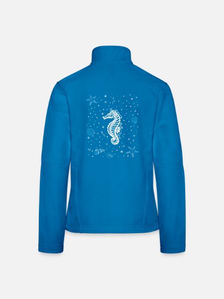 Hippocampes, des étoiles de mer et des coquillages - Veste en tissu softshell Femme - noir - Dos
