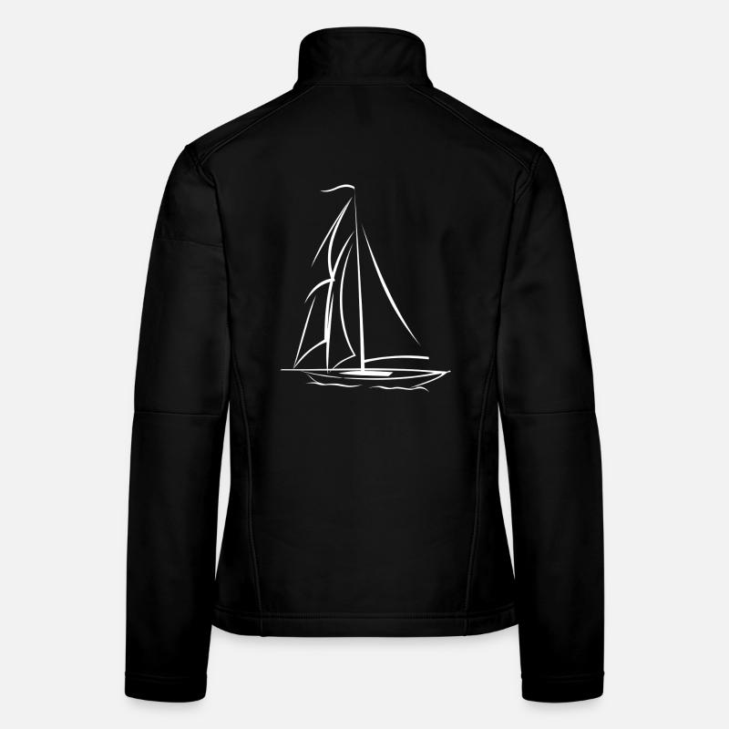 Einfaches weißes Segelboot - Frauen Softshelljacke - Schwarz