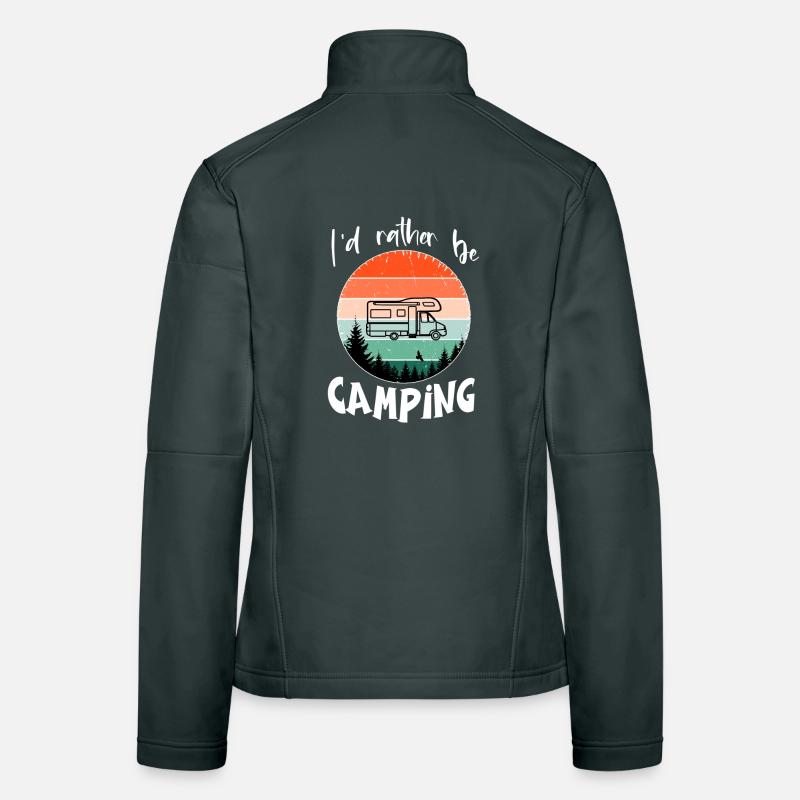 I'd rather camp Vintage RV Forest Women's Softshell Jacket
