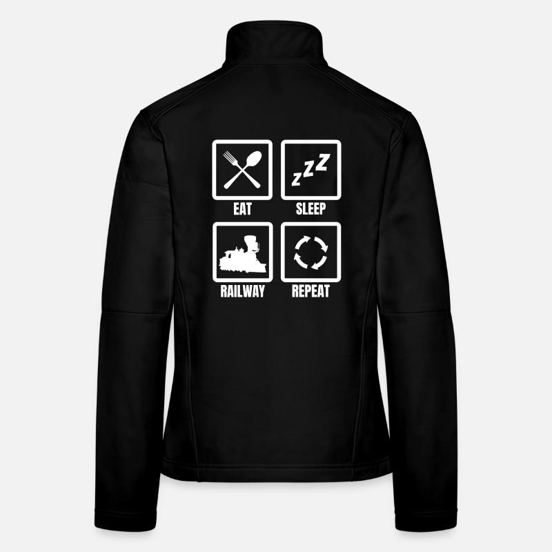 Essen Schlafen Eisenbahn Wiederholen Frauen Softshelljacke