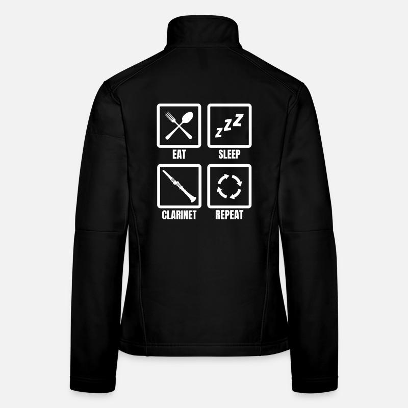 Eat Sleep Clarinette Repeat Veste en tissu softshell Femme