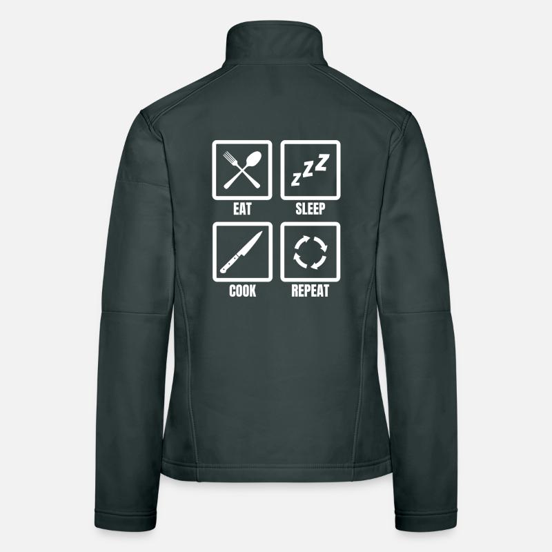Eating, sleeping, cooking, repeating Women's Softshell Jacket