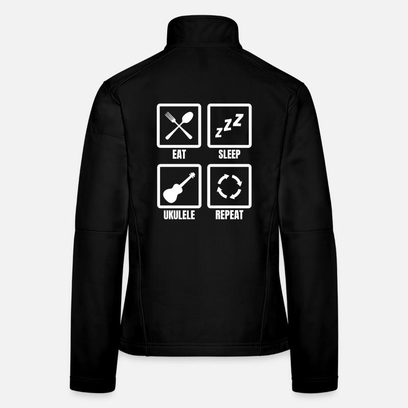 Eat Sleep Ukulélé Repeat Veste en tissu softshell Femme