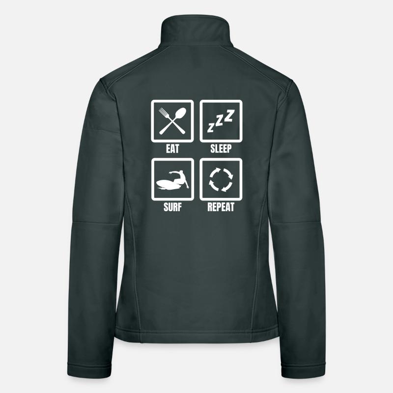 Manger, dormir, surfer, répéter Veste en tissu softshell Femme