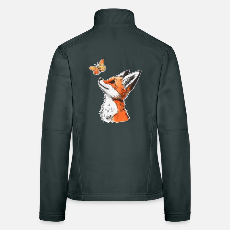 Fuchs mit Schmetterling Frauen Softshelljacke