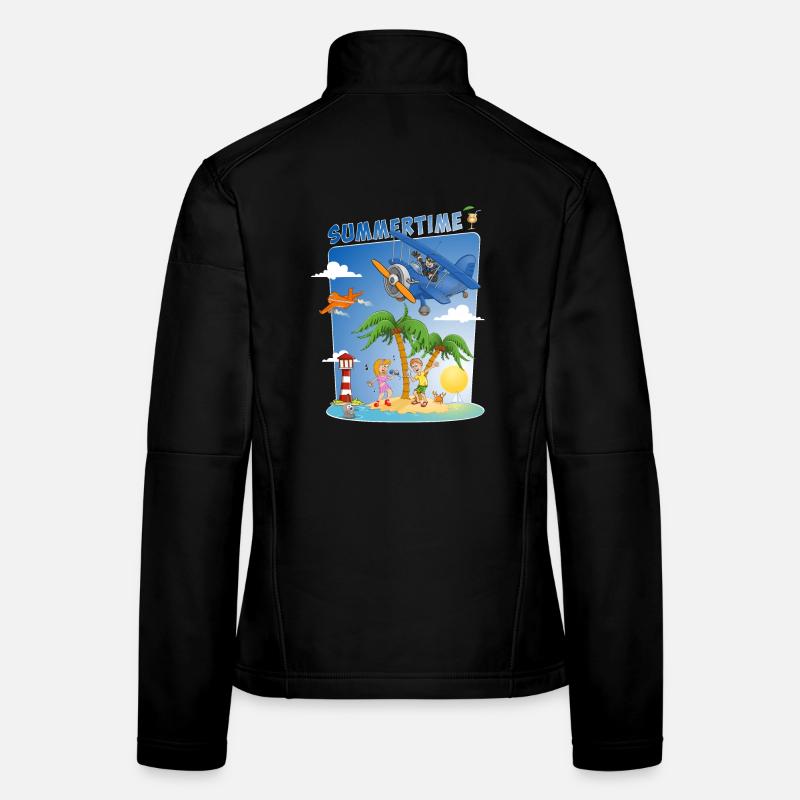 Sonne, Meer, Strand, Plane, Palmen, Insel Frauen Softshelljacke