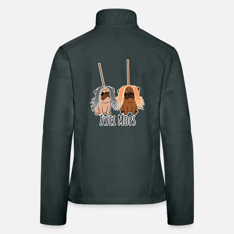 Zwei Mops - Hunde oder Putzgeräte? Hunde Humor? Frauen Softshelljacke