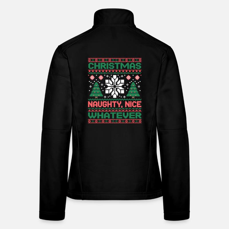 Weihnachts Pixel Sweat Naughty Nice Whatever Frauen Softshelljacke