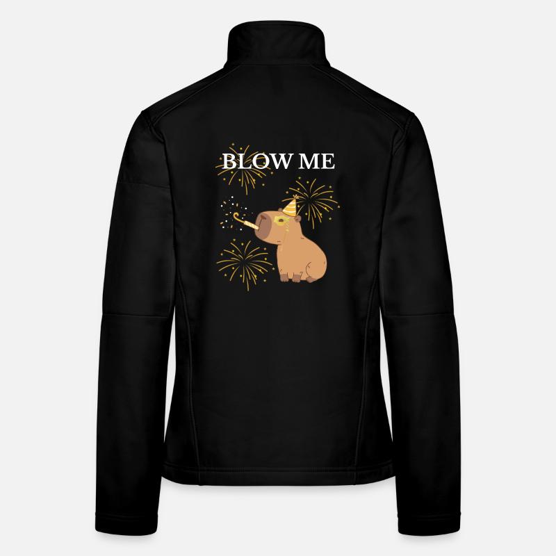 Souffle-moi du capibara et des feux d’artifice Veste en tissu softshell Femme