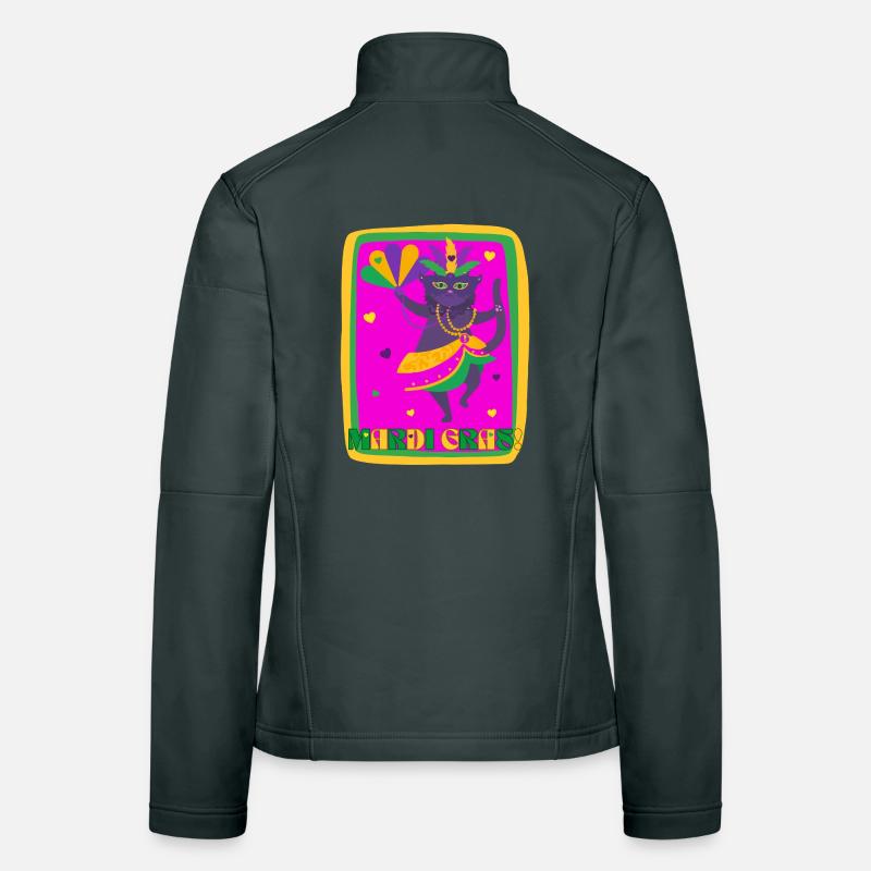 Mardi Gras Dancing Cat Women's Softshell Jacket