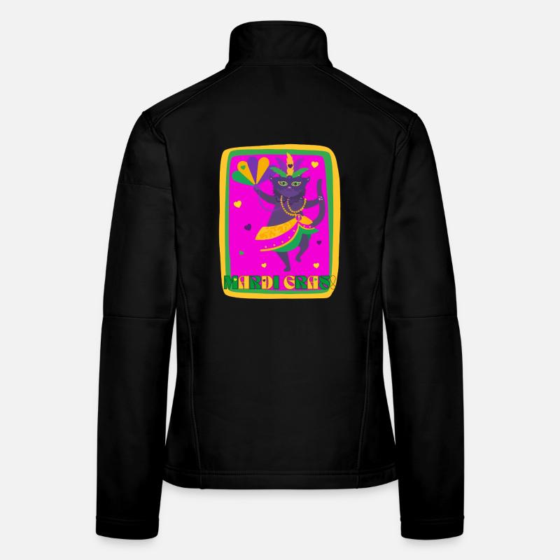 Mardi Gras tanzende Katze Frauen Softshelljacke