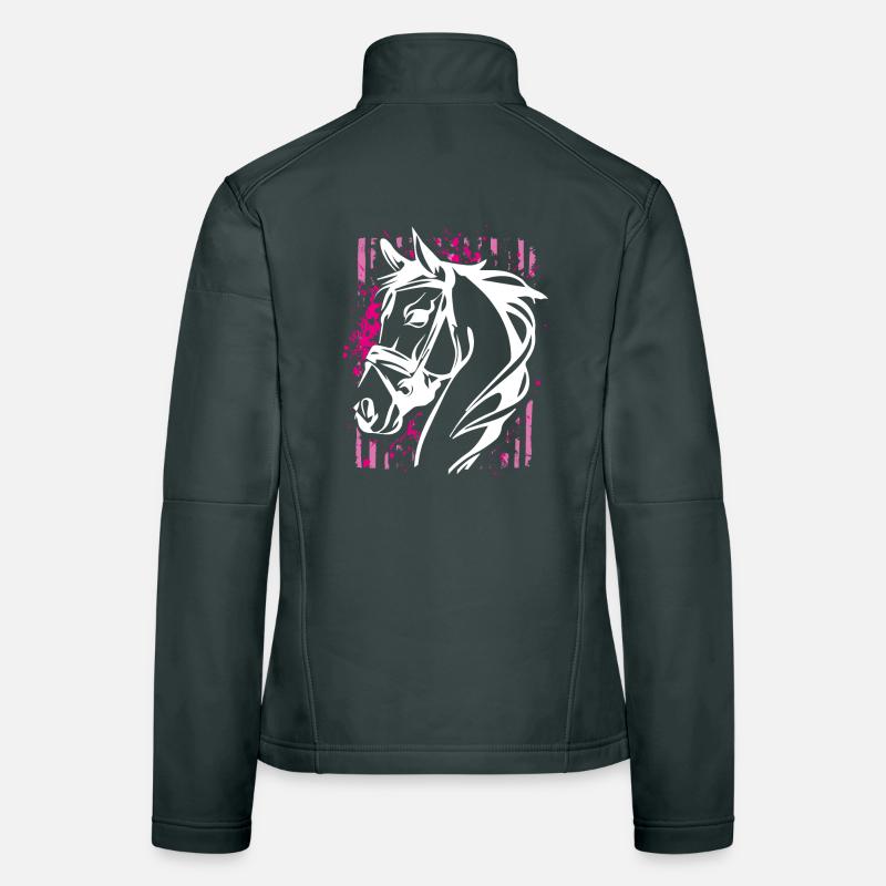Graffiti Style Horse with Pink Color Splash Women's Softshell Jacket