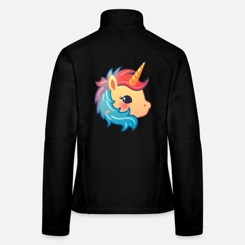 Licorne mignonne | Conception de licorne | Illustration Veste en tissu softshell Femme