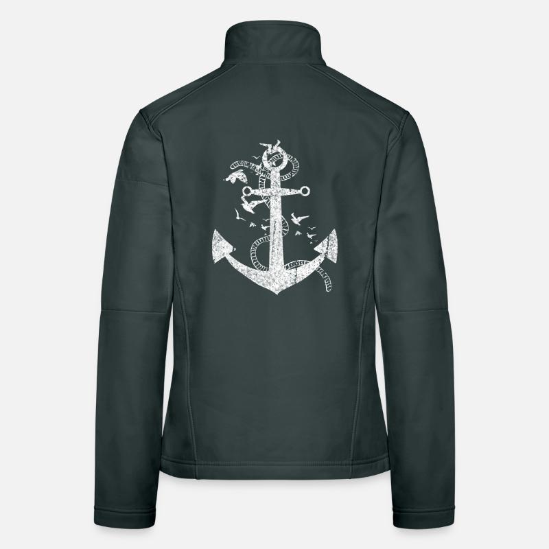 Conception maritime à ancre en difficulté Veste en tissu softshell Femme