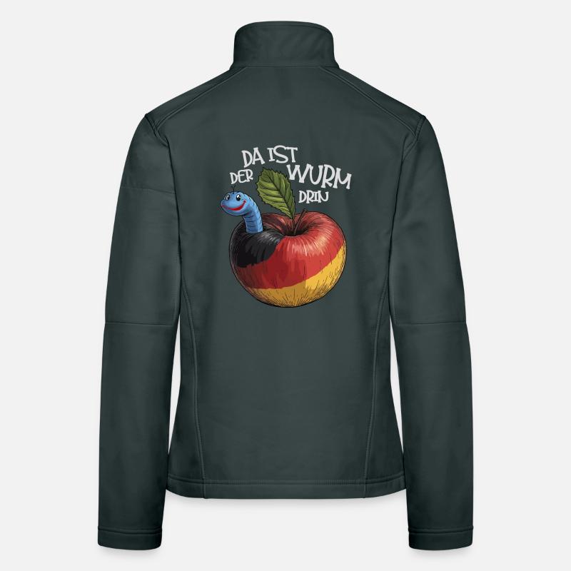 Wurm im Apfel mit Spruch Frauen Softshelljacke