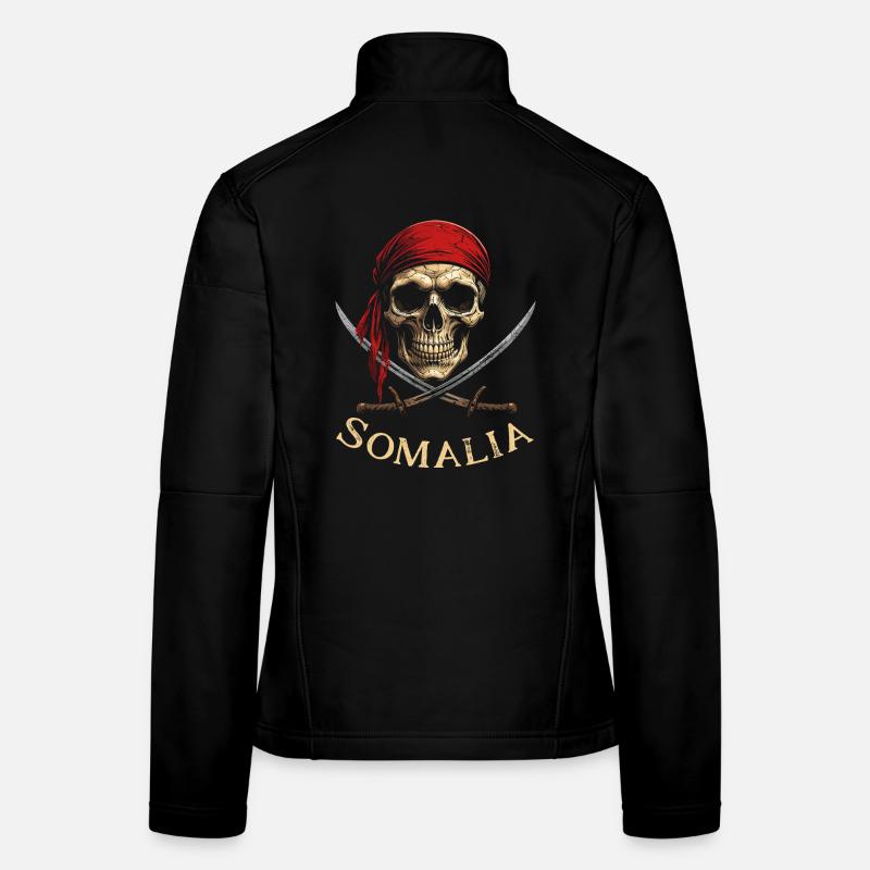 Tête de Squelette Pirate Rouge Veste en tissu softshell Femme